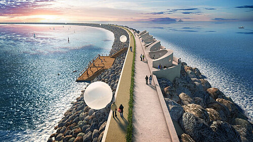 An artists impression of Swansea Bay Tidal Lagoon